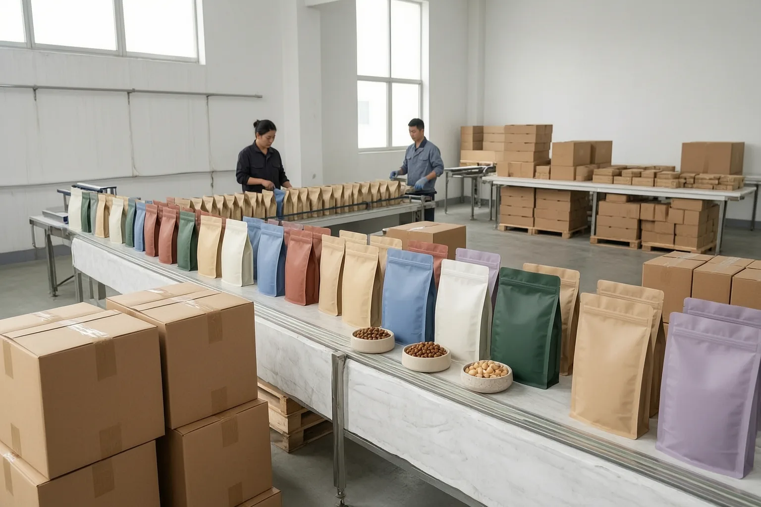 Pet food packaging line and export preparation area