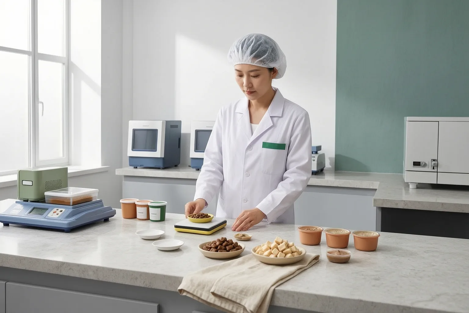 Pet food quality control laboratory and technician