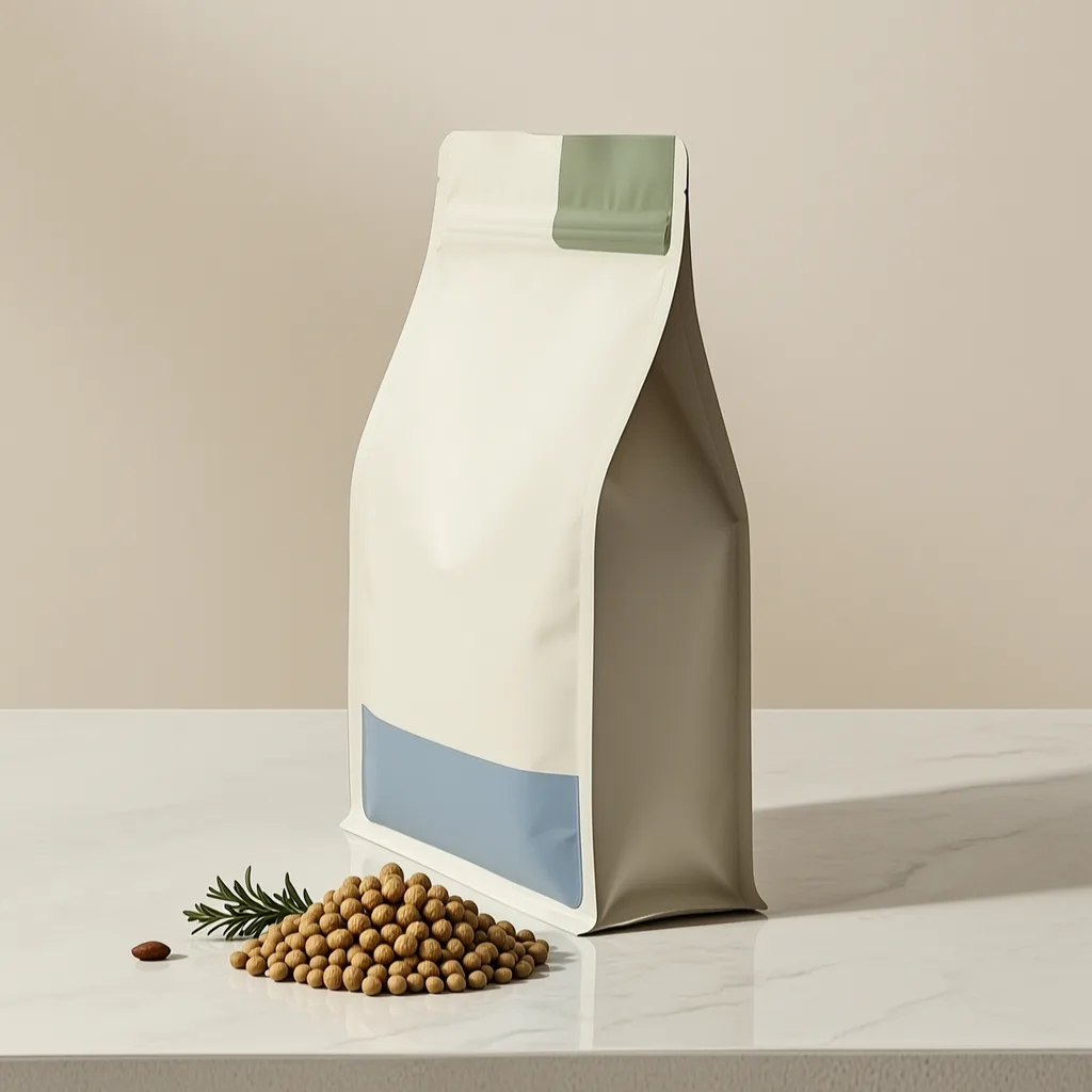 Dry cat food private-label pouch shown from an alternate angle